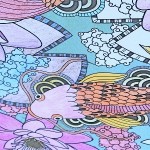 Colorful pastel Koi fish on paper